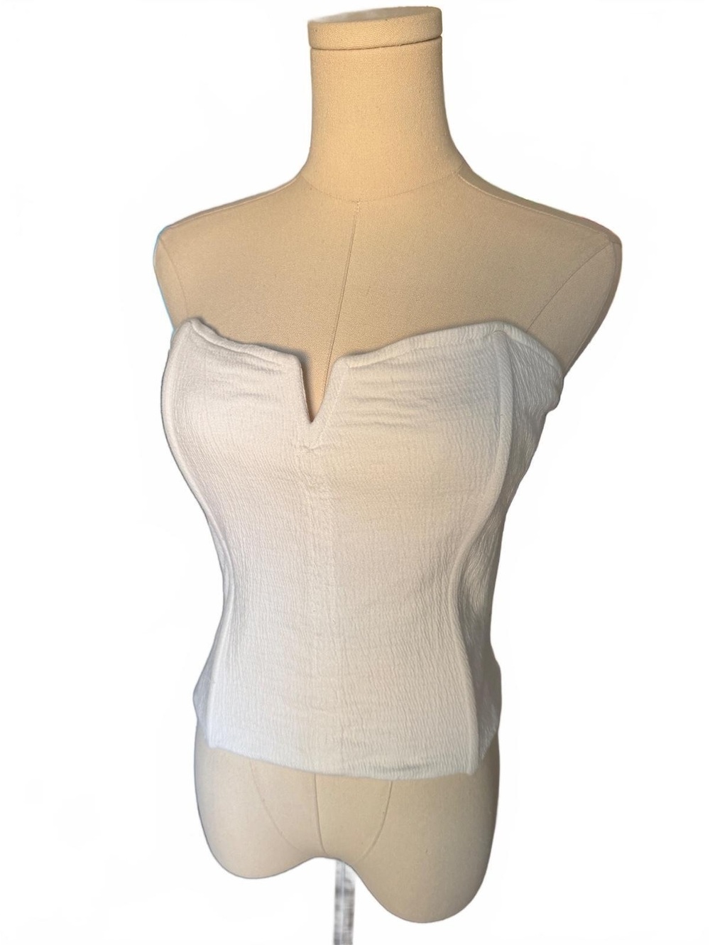 Anthropology Porridge White Strapless Textured Cotton Blend Top, Size Small
